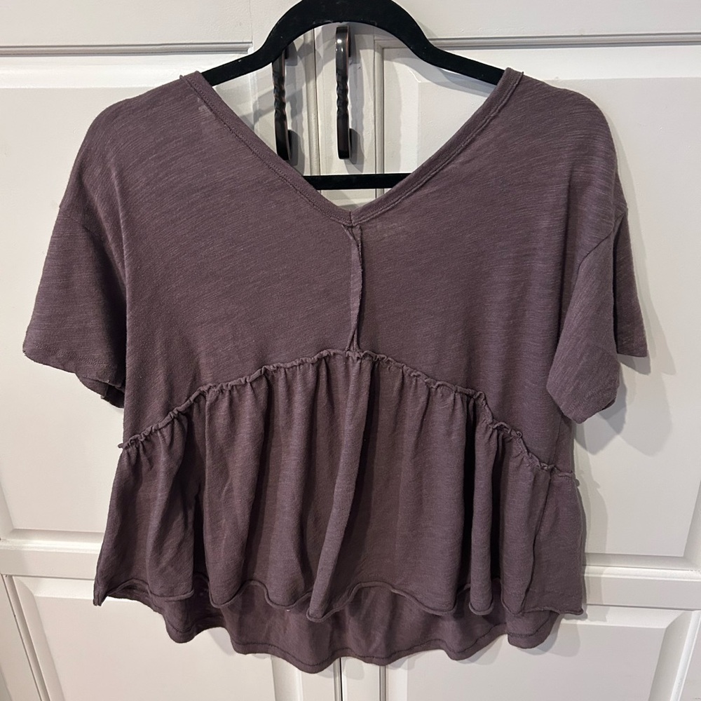 American Eagle Outfitters Mauve V-Neck Peplum Blouse